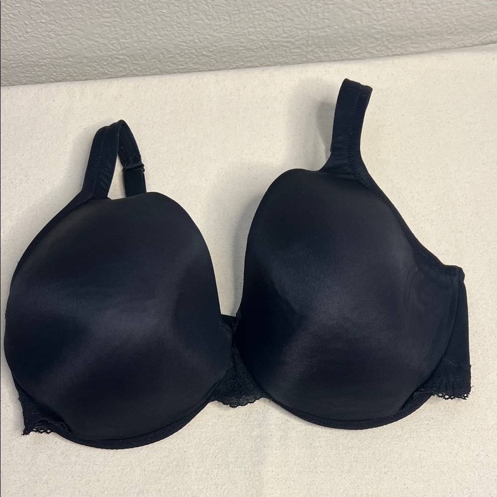 Cacique Black Smooth Boost Plunge Bra 40DDD Sexy Lift Sculpting Lace Trim